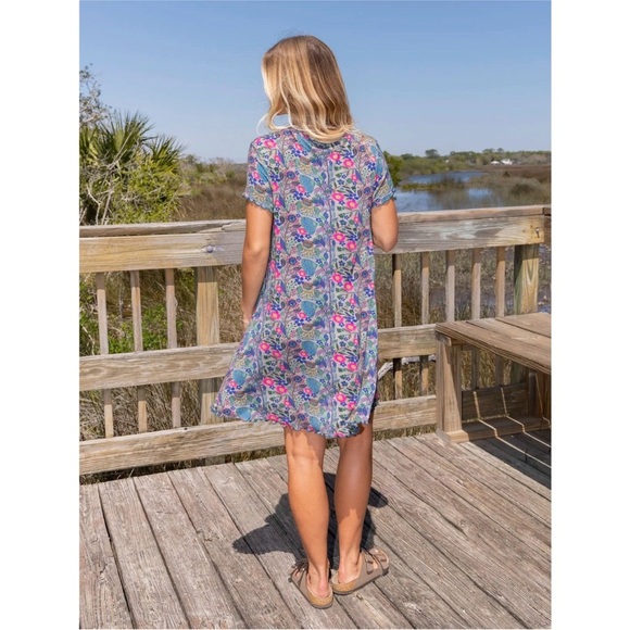 Natural Life Devon Buttersoft Short Sleeve Mini Dress Floral Boho Flowy Size M - Picture 2 of 9